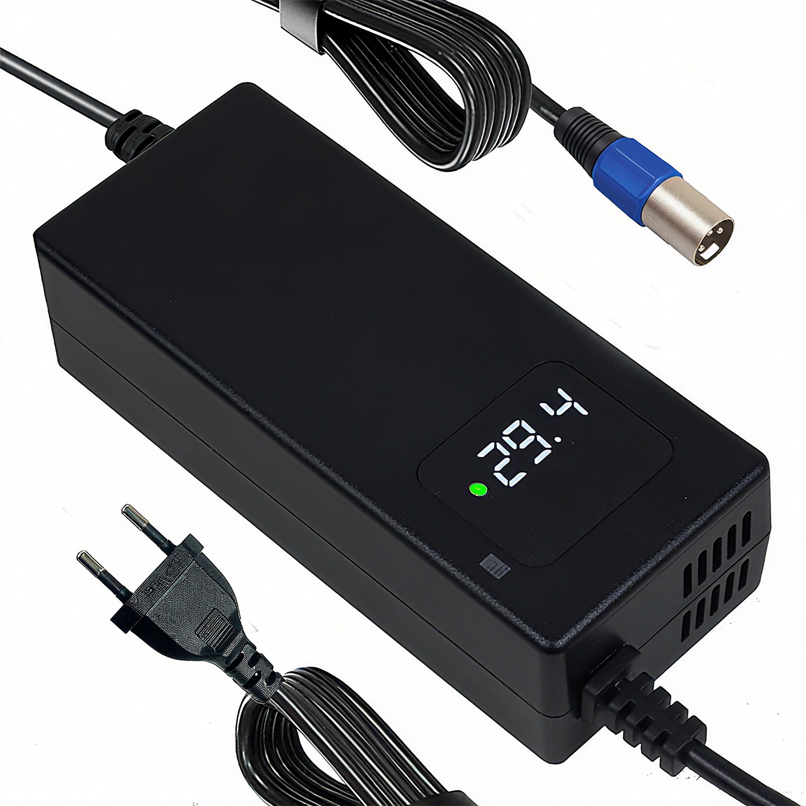 29.4V 4A lithium battery charger with 7S-3 pin XLR connector, CE/UKCA certified, 2-year warranty (for scooters/medical equipment/electric bicycles)