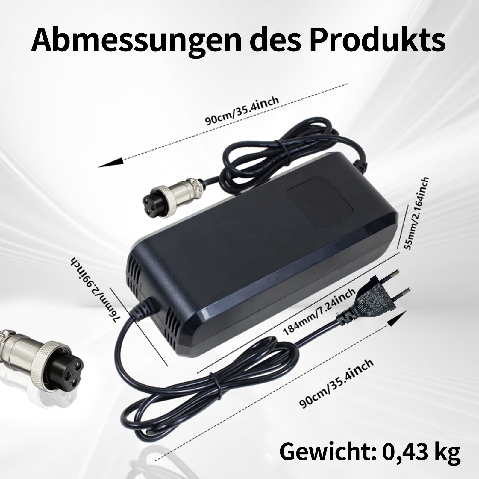 YZPOWER 54.6 4A Lithium Battery Charger for 48v 13s Li-Ion Battery Pack gx16-3 12mm Connector, 48v Power Adapter Built-in Fan Display Showing Instant Charging Voltage