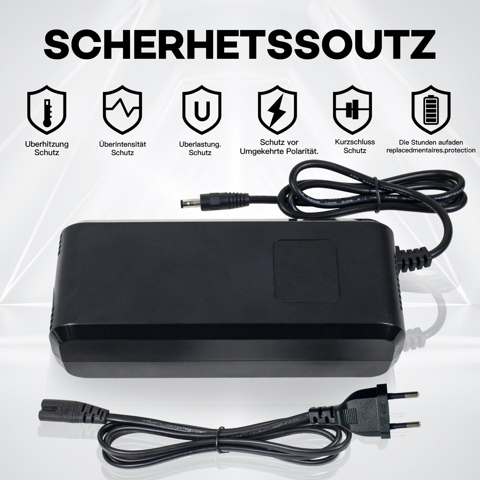 42V5A Universal Triple Port Fast Charger Ideal for Personal Mobility Devices, Real-time Voltage Monitoring, Optimized Charging and Wide Compatibility